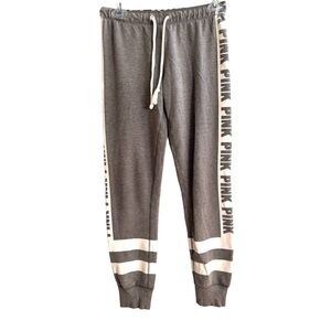 Victoria Secret PINK Logo Woman’s XS Woven Gray Tapered Ankle  Joggers